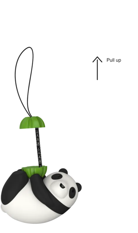Bandy bear-shaped tape measure with its tape extended.
