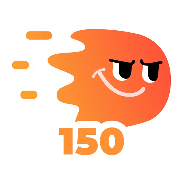 150 badge, original character artwork by Maggie Chang