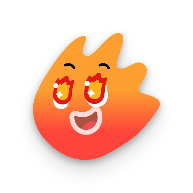 On fire badge, original character artwork by Maggie Chang